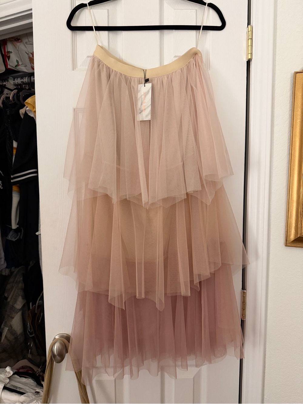 NWT Strut & Bolt Pink Tiered Tulle Maxi Skirt